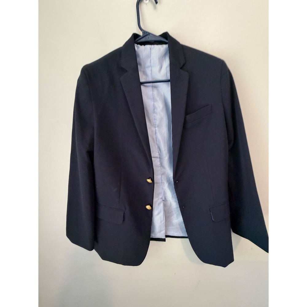 IZOD Boys Navy Blue Blazer Gold Buttons Pinstripe Lining Size 14 Regular